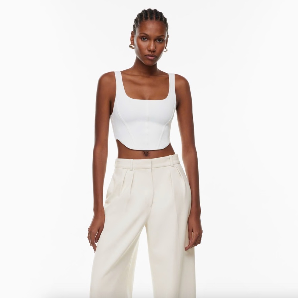Aritzia Babaton White Sculpt Knit Bustier Tank Top Size Medium